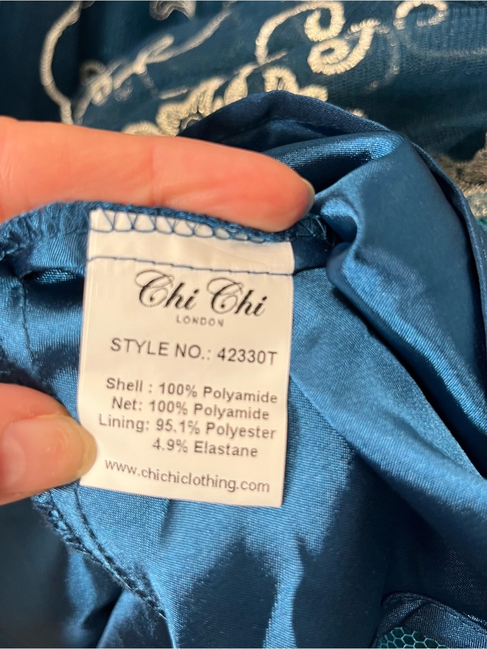 Chi Chi London Sleeveless Reign or Shine Teal Metallic Lace Dress Size 10 Lined - Picture 8 of 14